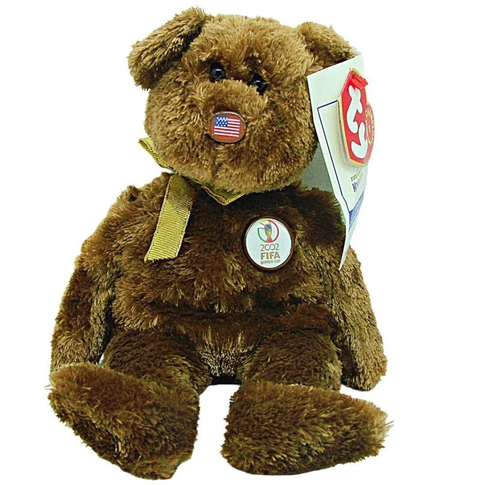Ty Beanie Baby Champion Bear USA 2002 Fifa World Cup Korea/Japan Plush Soft 8.5"